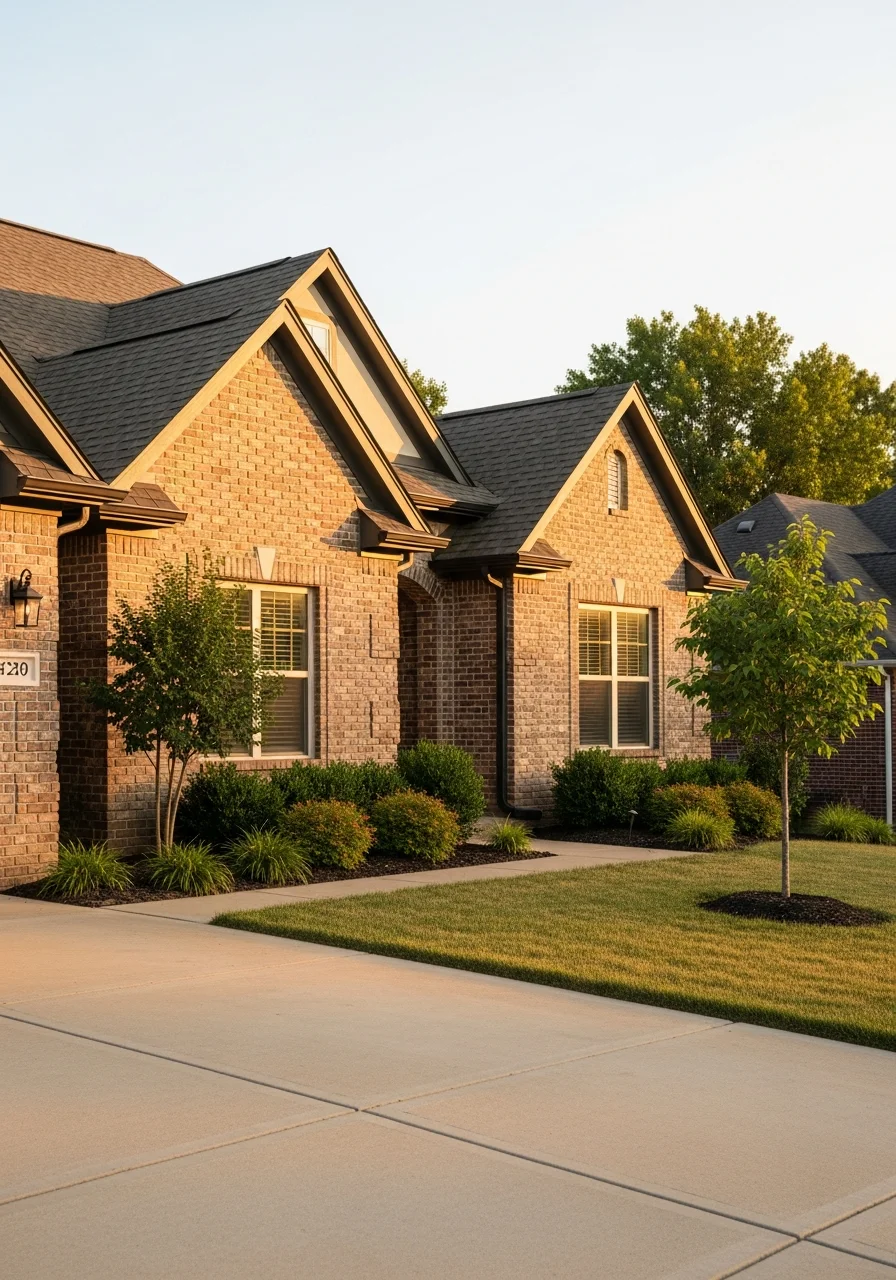 Portrait-style view of a Lee's Summit residential property showing the front entrance and landscaping details.