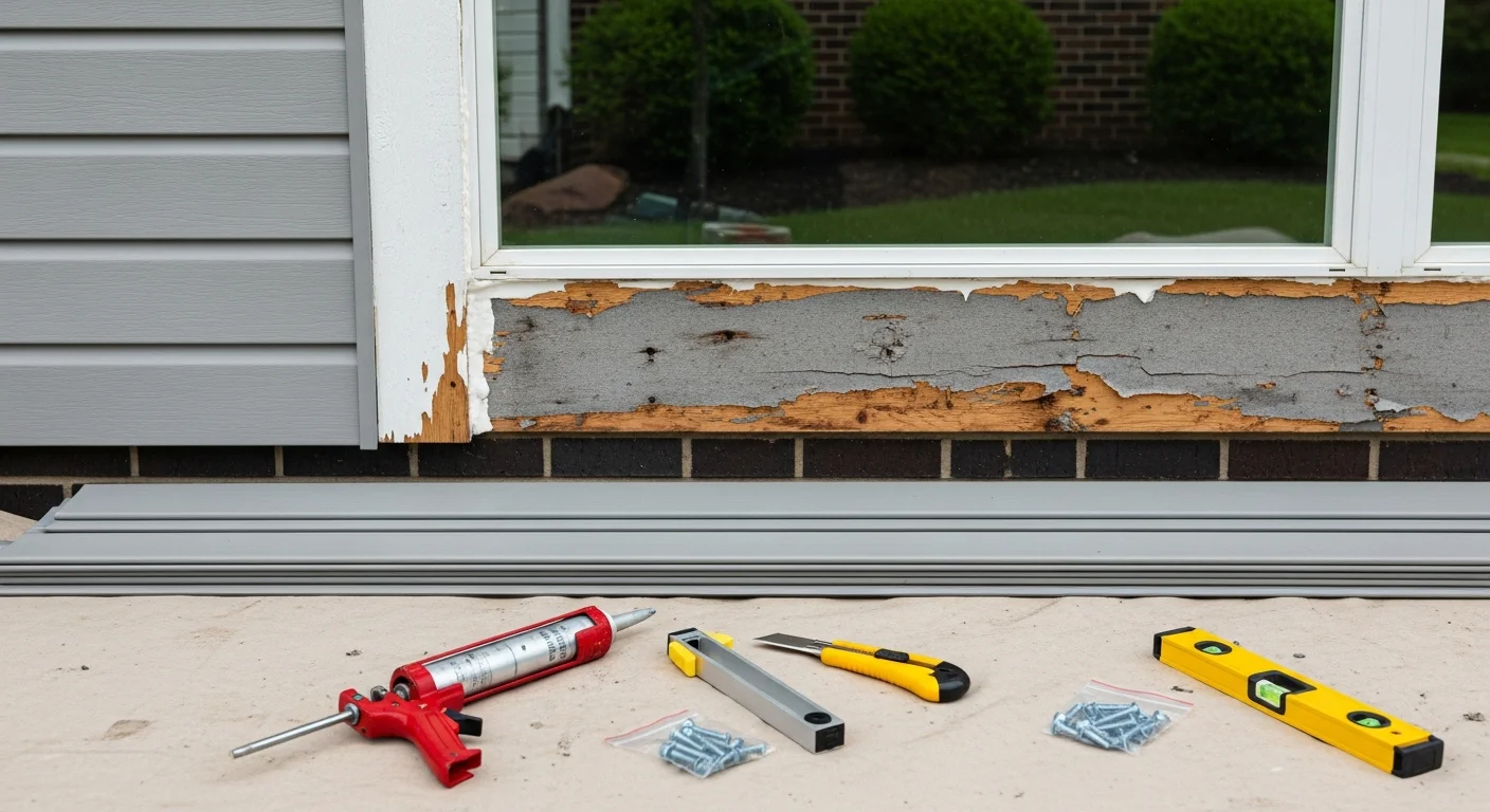 A Kansas City Metro home exterior showing freshly repaired siding panels along the front facade, with clean seams and consistent panel alignment. The repair area blends with the surrounding original siding on a single-family residential property.